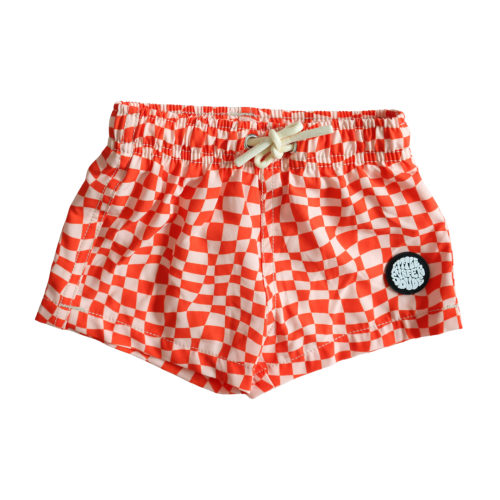 Red Checkered Swim Trunks