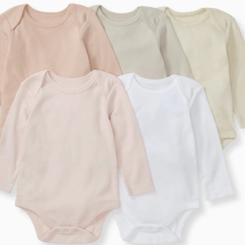 0-3 Months Long Sleeve Baby Bodysuits 5 Pack - Pink Sand
