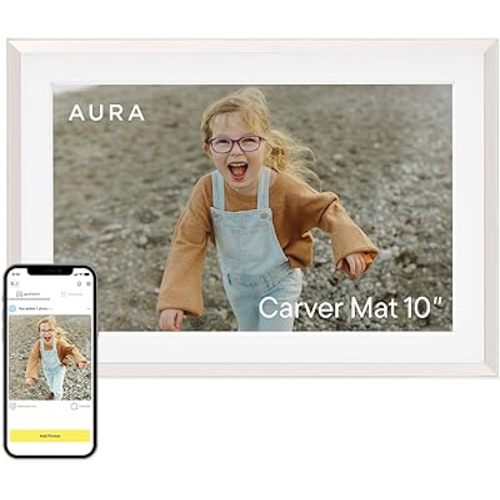 Aura Carver 10.1" WiFi Digital Picture Frame | The Best Digital Frame for Gifting | Send Photos from Your Phone | Quick, Easy Setup in Aura App | Free Unlimited Storage | (Clay with White Mat)