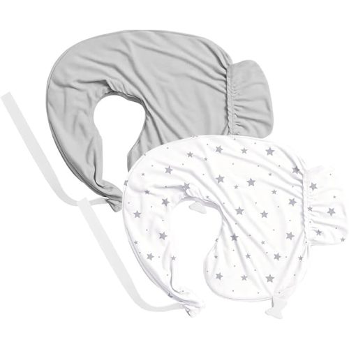 Nursing Pillow Cover 2-Pack, Fits Wrap-Around U-Shaped Nursing Support Pillows (22 x 16 x 5 in), Soft & Breathable, Easy On/Off – Covers Only