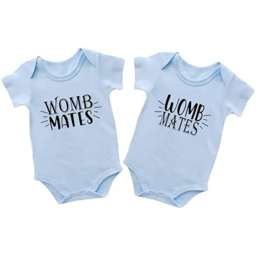Baby Twins Bodysuits Womb Mates Infant Baby Clothes Cute Toddler Outfits Twin Unisex Romper