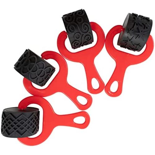 READY 2 LEARN Paint and Clay Explorers - Set 2 - Set of 4 - Sturdy, Chunky Texture Rollers for Kids and DIY - Art Tools for Pottery, Posters and Dough
