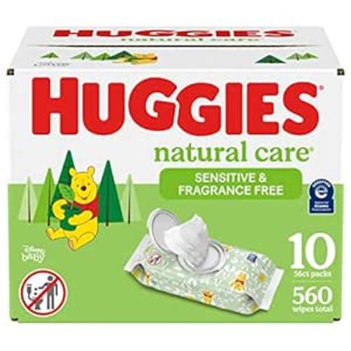 Amazon.com: Huggies Natural Care Sensitive Baby Wipes, Unscented, Hypoallergenic, 99% Purified Water, 10 Flip-Top Packs (560 Wipes Total) : Everything Else