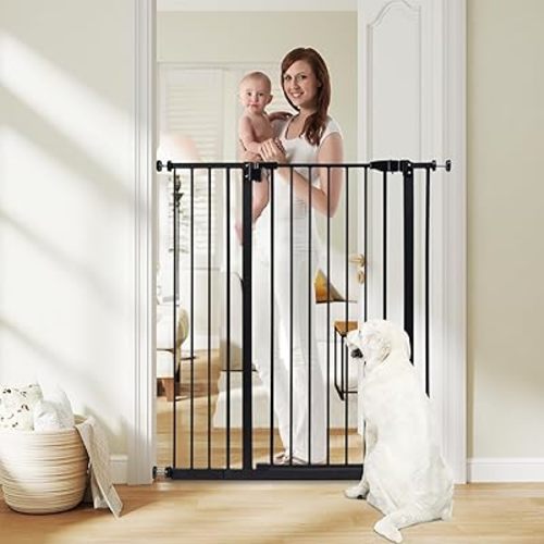 Kinfant Baby Gate, Extra Tall Walk Thru Baby Gate Kit with 6-Inch Extension, Pressure Mounting & Wall Cups, 41-Inch (1 Count, Pack of 1)