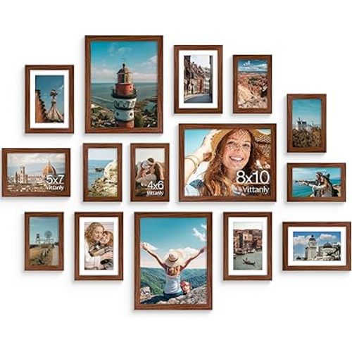 Vittanly 15 Pack Picture Frames Collage Wall Decor, Wall/Tabletop Display