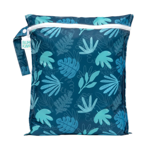 Reusable Wet Bag, Travel Bag, Waterproof Fabric – Blue Tropic | Bumkins Baby
