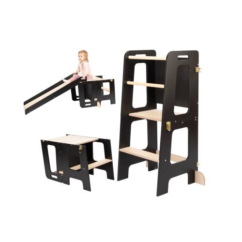 Tower 2 in 1 Kitchen Learning stool with a Slide and a Blackboard for Toddlers 1yo and up