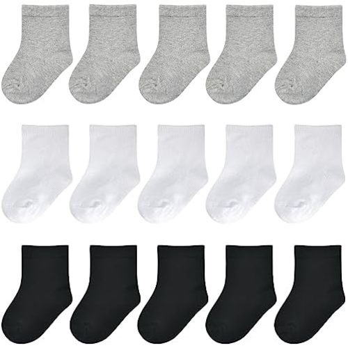 Baby Socks Infant White Crew Socks Newborn Dress Socks Baptism Christening Baby Girls Boys 0-3/3-6/6-12 months 15 Pack