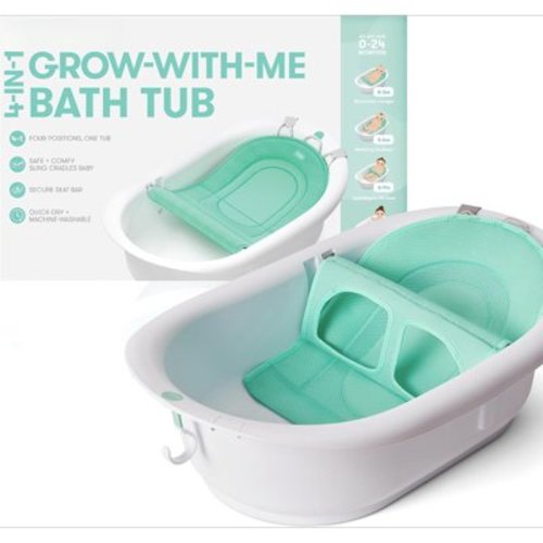4-in-1 Grow-with-Me Baby Bathtub, Baby Tub for Newborns to Toddler with Removable Bath Seat & Backrest for Bath Support in Tub