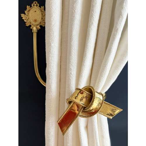 French bow tie brass curtain Holdbacks，Antique gold drapery holdbacks，curtain hooks,curtain hardwares,home decor