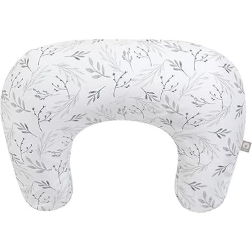 Boppy Nursing Pillow, Gray Gentle Leaves, Larger, Firmer, More Supportive Pillow for Breastfeeding and Bottle Feeding, Firmer Fill, Higher Lift, Larger Area Than Original Nursing Pillow