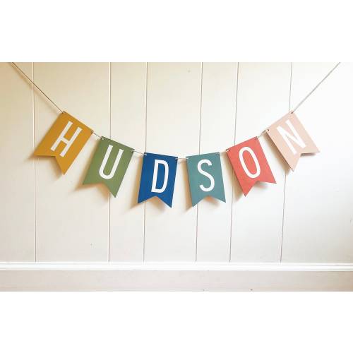 Personalized Wooden Name Banner, Colorful Wood Name Bunting Banner, Custom Kids Room Name Decor, Nursery Room Name Decoration