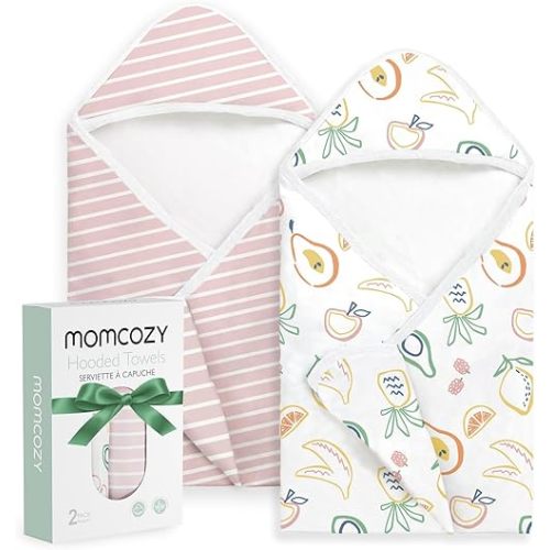 Momcozy Baby Towel with Hooded - Ultra Soft & Absorbent Large Bath Towel Set for Comfort & Gentle on Baby's Skin - Shower Gift & Bath Essential & Baby Registry Search for Newborn,Infant,Toddler,Kids