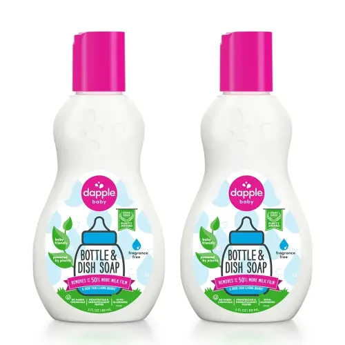 Dapple Baby Bottle Soap, Hypoallergenic Dish Soap for Baby Bottles, Powered by Plants, Travel Size, Fragrance Free, 3 Fl Oz (Pack of 2)