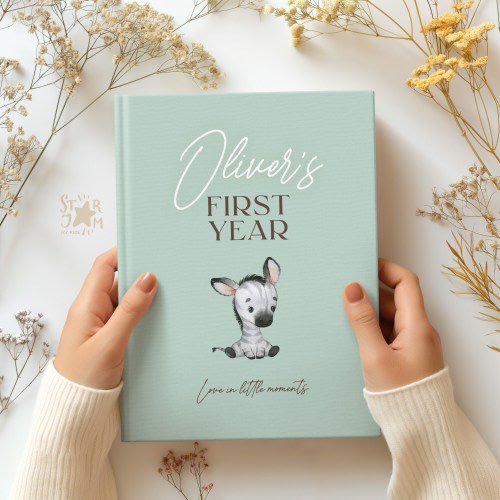 Baby&#39;s First Year - Mint. Personalized Baby Memory Book. Gift for parents, Journal for newborn, record book, Named baby book, new baby album