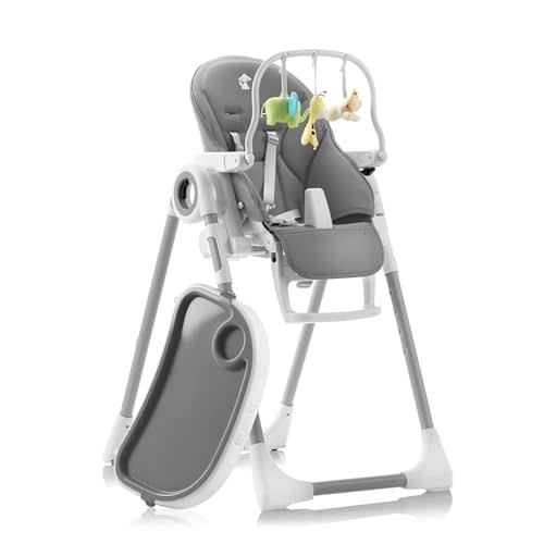 Baby High Chair Adjustable to 7 Different Heights - Foldable High Chairs for Babies and Toddlers - Silla para Comer de Bebe - Dark Grey