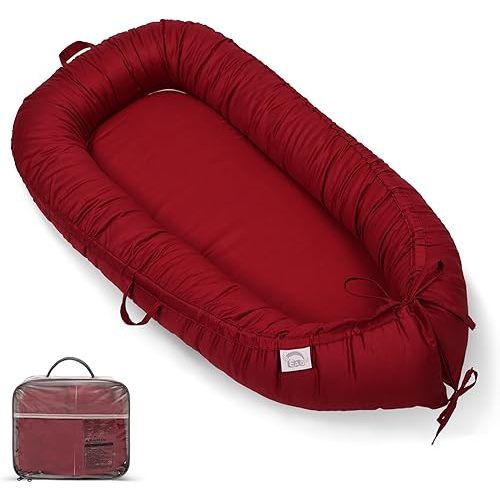 EAQ Baby Lounger, Snuggle Me Lounger, Portable Baby Nest Breathable & Soft, 100% Cotton Baby Lounger Pillow, Safe Baby Bassinet for Co-Sleeping, Nursery, Travel, Playtime