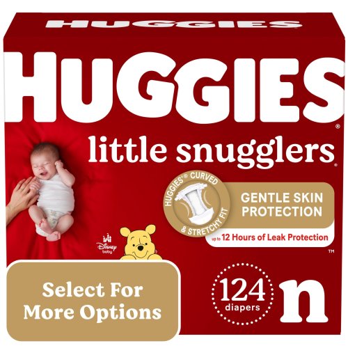 Huggies Little Snugglers Baby Diapers, Size Newborn (up to 10 lbs), 124 Ct