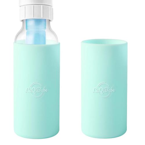 (2-Pack, Blue, 8 oz) Silicone Baby Bottle Sleeves Compatible with Dr. Brown's Natural Flow Anti-Colic Options+ Narrow Bottles, Reusable Dishwasher-Safe Baby Bottle Covers