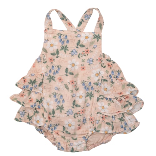 Ruffle Sunsuit, Pastel Flowers