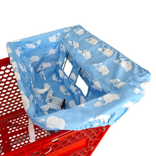 Portable Shopping Cart Cover | High Chair and Grocery Cart Covers for Babies, Kids, Infants & Toddlers ✮ Includes Free Carry Bag ✮ (Simple Blue Elephant)