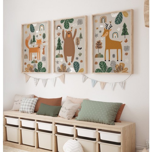 Boho Nursery Wall Art, Woodland Nursery Prints, Green Nursery Decor, Neutral Nursery Wall Art, Nursery Decor, Set of 3 Prints, Printable Art