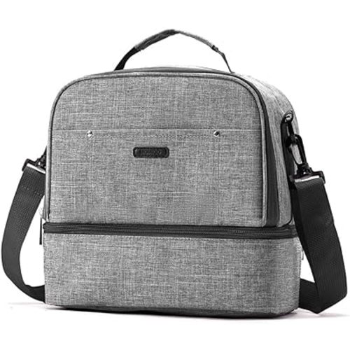 Breast Pump Bag Cooler Compartment for Breast Pump - Cooler and Moistureproof Bag Double Layer for Mother Breast Milk Pump Lunch Bag Outdoor Working (Dark Grey)