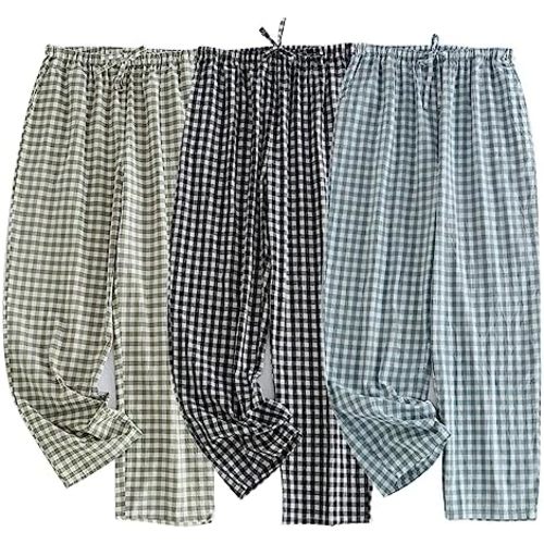 Men's Pajama Pants Cotton Pjs Bottoms Lightweight Pajama Bottoms Woven Knit Pants With Pocket