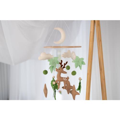 Deer Baby Mobile. Crib Mobile Deer. Deer Nursery Decor. Nursery Mobile. Felt Baby Mobile. Boho Hanging Crib. Baby Shower Gift. Woodland Gift