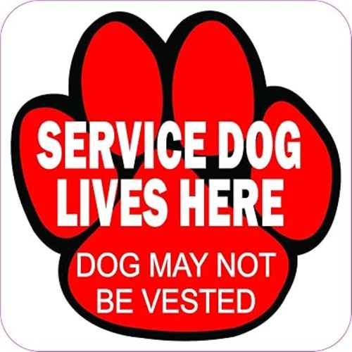 StickerTalk Red Paw Service Dog Lives Here Magnet, 4.5 inches by 4.5 inches