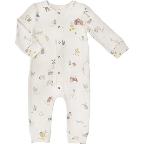 Print Long Sleeve Organic Cotton Romper, 3-6M