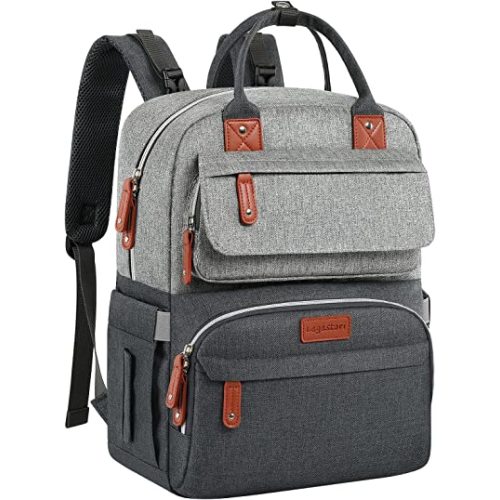 Diaper Backpack,Roomy Baby nappy bag with Insulated Pockets and Stroller Straps for boy and girl, Large diaper backpack gift for dad and mom for work travel and holiday, Gray