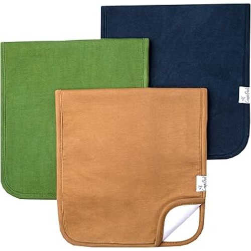 Copper Pearl Premium Baby Burp Cloths - 3-Pack Large Cotton Burp Cloths, Extra Soft Spit Up Rags with 3 Absorbent Layers, Perfect for Baby Boy and Baby Girl Gifts (21" x 10" Size, Ridge Set)