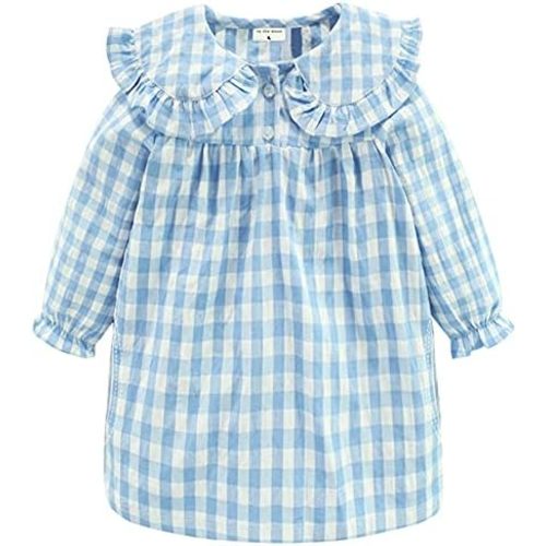 Mud Kingdom Big Girls Ruffle Collar Nightgowns Plaid Long Sleeve
