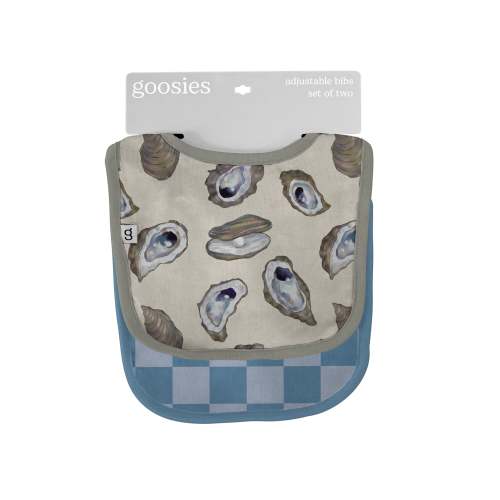 Bib Set of 2 (Oysters/Blue Checkers)