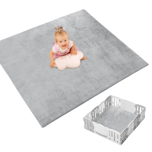 MABOZOO Extra Large Baby Play Mat for Playpen, 50x50 Memory Foam Thick Tummy Time and Crawling Mat,Anti-Slip & Velvet Baby Floor Mat for Toddlers,Kids,Yoga Mat