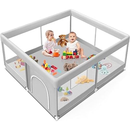 Baby Playpen 50x50 Inch, Playpen for Babies and Toddlers Baby Playpen Fence Playard Activity Center, Without MAT Included