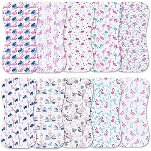 10-Pack Burp Cloths for Baby Boys and Girls - Organic Baby Burp Cloth,Baby Washcloths, Burp Rags, Large Neutral Burp Clothes for Newborn