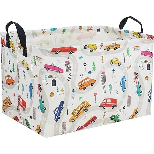 Essme Rectangular Boys Basket,Kids Storage Basket with Handles for Car Decor, Toy Box,Racing Storage Bin(Car)