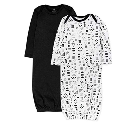 HonestBaby 2-Pack Sleeper Gowns Layette Sets 100% Organic Cotton for Newborn Baby Boys, Girls, Unisex