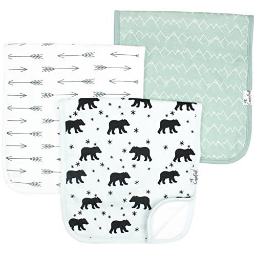 Copper Pearl Premium Baby Burp Cloths - 3-Pack Large Cotton Burp Cloths, Extra Soft Spit Up Rags with 3 Absorbent Layers, Perfect for Baby Boy Gifts (21" x 10" Size, Archer Set)