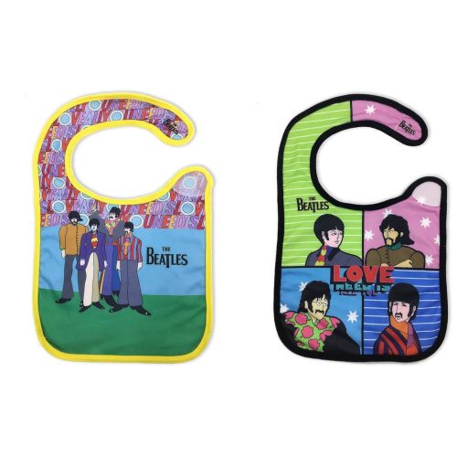 daphyls The Beatles All You Need Is Love Baby Bib 2-Pack Extra Soft, Officially Licensed, Easy Side Closure, Large Size Fits Infant Toddler and Baby