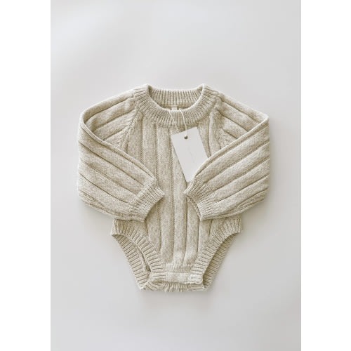 Wide Ribbed Knit Onesie ‘Oatmeal’ – Shop Little Cousins
