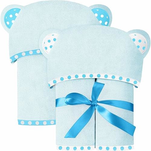 Set of 2 Hooded Baby Towels – Blue – Luxurious, Large and Super Absorbent – 35 x 35 Inch – Soft and Suitable for Infants, Toddlers and Kids – 400 GSM