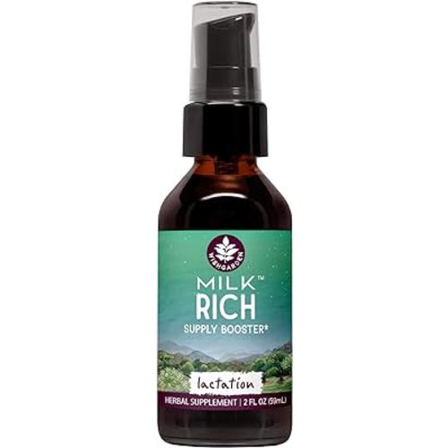 WishGarden Herbs Milk Rich with Goats Rue and Fenugreek - Herbal Lactation Support Supplement, Breast Milk Supply Boost and Breastfeeding Supplement to Increase Milk Flow Quality and Production, 2oz