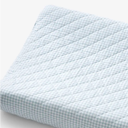 Ditsy Gingham Classic Cool Organic Cotton Percale Quilted Changing Pad Cover