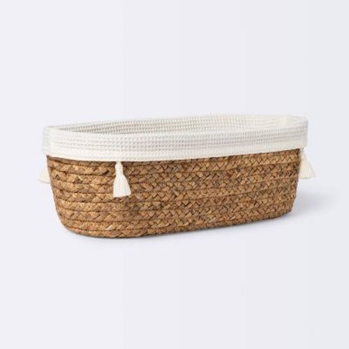 Natural Weave Oval Storage Bin With Waffle Weave Liner - Cloud Island™ Cream