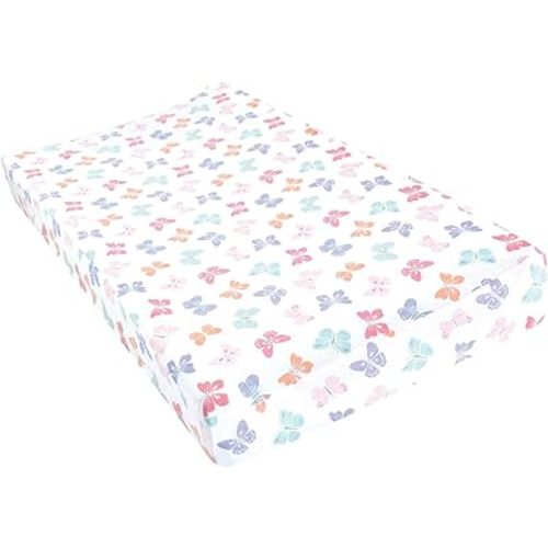 Hudson Baby Unisex Baby Cotton Changing Pad Cover, Pastel Butterfly, One Size