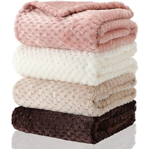 Frienda 4 Pcs Baby Fuzzy Blanket Fluffy Baby Blanket for Boys Girls Soft Warm Baby Receiving Blankets Nursery Bed Blanket Toddler Infant Newborn Receiving Blanket, 32 x 24 Inch (Beige Brown Color)