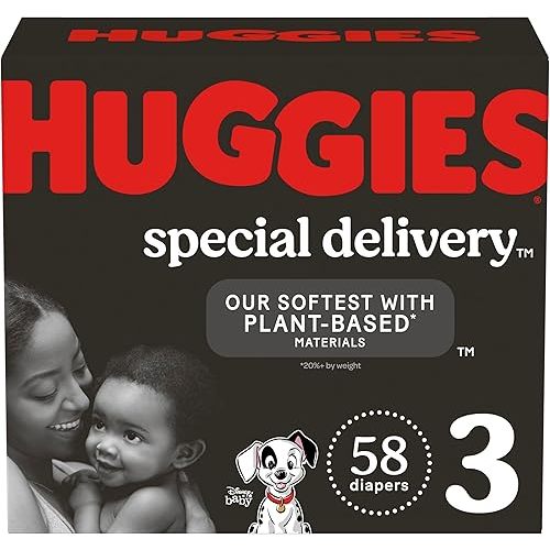 Huggies Special Delivery Hypoallergenic Baby Diapers Size 3 (16-28 lbs), 58 Ct, Fragrance Free, Safe for Sensitive Skin